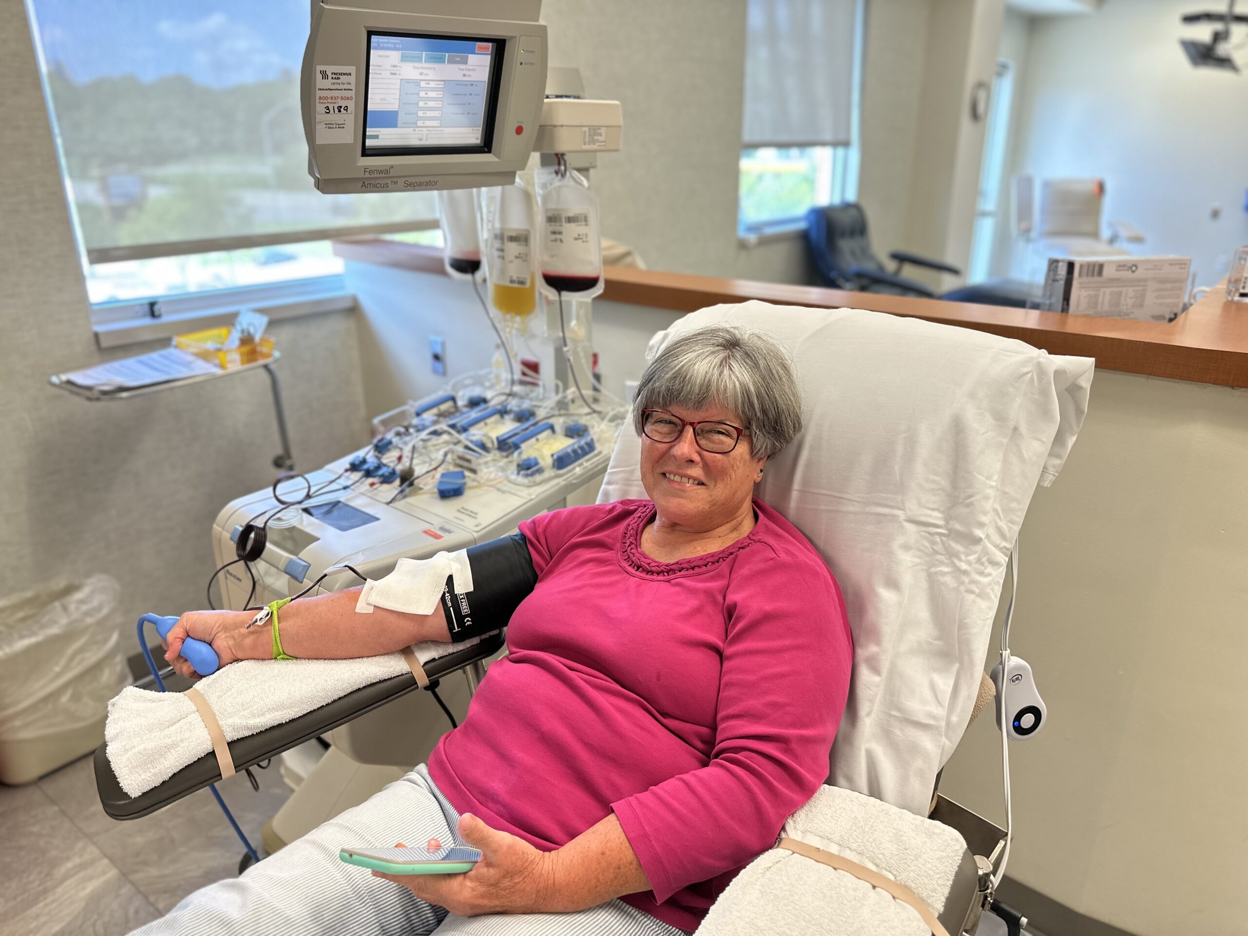 Woman donating platelets